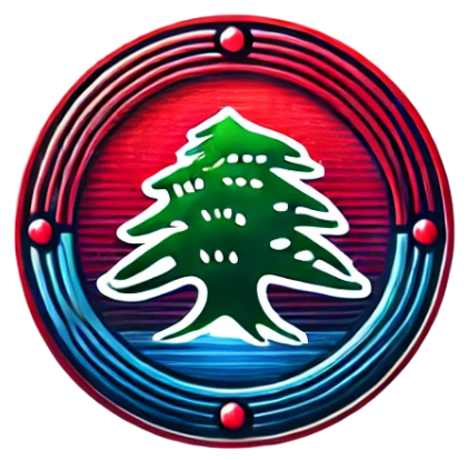 Lebanon Connected favicon – a circular logo featuring a cedar tree at the center, symbolizing Lebanese heritage and unity, with vibrant red and green accents representing innovation and growth